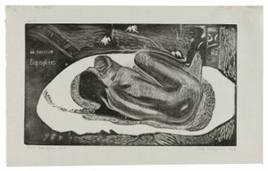 Manao tupapau (Hun tænker på spøgelsen eller spøgelsen tænker på hende), fra Noa Noa-suiten af Paul Gauguin