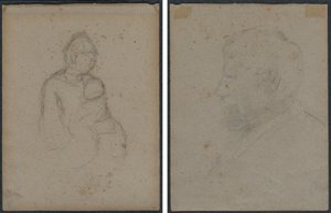 Mor og barn (recto); Profilbuste af en mand (verso) af Paul Gauguin