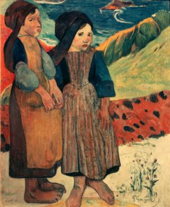 Små bretonere ved havet af Paul Gauguin