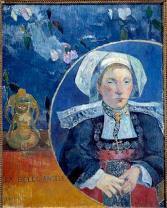 Portræt af den smukke Angele A Bretonne i traditionel dragt - Portræt af Madame de Satre (1868-1932) hoteliere i Pont Aven (Pont-Aven) - Maleri af Paul Gauguin (1848-1903) 1889 Søn 0,92 x 0,73 m Paris, musee d