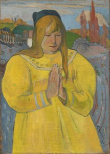 Bedende bretonsk pige / Ung kristen pige af Paul Gauguin