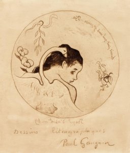 Projekt til en tallerken - Leda og svane af Paul Gauguin