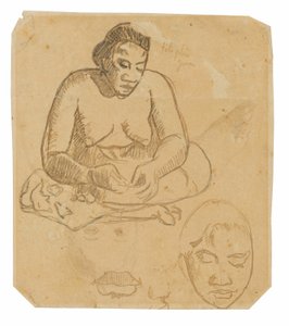 Siddende Tahitiansk kvinde (recto); Stående Tahitiansk kvinde (verso) af Paul Gauguin