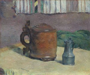 Still Life: Wood Tankard og Metal Pitcher, 1880. af Paul Gauguin