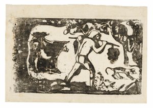 Tahitian Carrying Bananas, fra Suite of Late Wood-Block Prints af Paul Gauguin