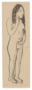 Tahitianske Eva (relateret til maleriet Parau ne te varua ino) (recto); Fragment af inskription (relateret til Cahier pour Aline) (verso) af Paul Gauguin