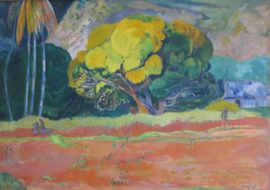 Tahitiansk:  Fatata te moua Ved foden af et bjerg af Paul Gauguin