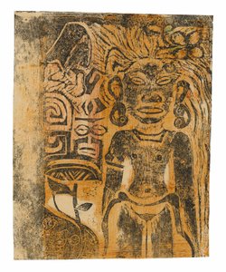 Tahitisk idol - gudinden Hina af Paul Gauguin
