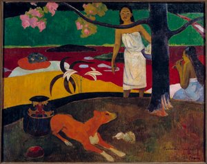 Tahitisk scenemaleri af Paul Gauguin (1848-1903) 1892 Søn. 0,87x1,13 m St. Petersborg, Eremitagemuseet af Paul Gauguin