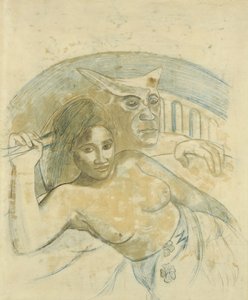 Tahitiansk kvinde med ond ånd af Paul Gauguin