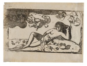 Te arii vahine-opoi (Kvinde med mangotræthed), fra Suite of Late Wood-Block Prints af Paul Gauguin