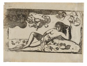 Te arii vahine-opoi (Kvinde med mangotræthed), fra Suite of Late Wood-Block Prints af Paul Gauguin