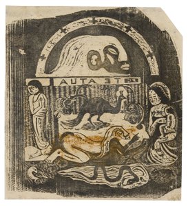 Te atua (Guden), fra serien af sene træbloktryk af Paul Gauguin