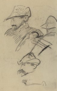 Tre studier af en mand iført hat [recto] af Paul Gauguin