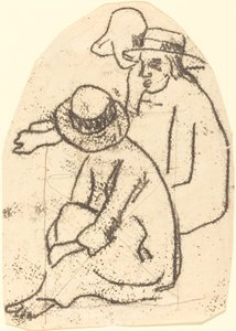 Three Tahitians (Studie for "The Sister of Charity") af Paul Gauguin