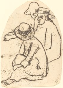 Three Tahitians Study for The Sister of Charity, 18991902. af Paul Gauguin