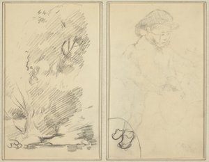Træer; Skitse af Breton Boy [verso] af Paul Gauguin