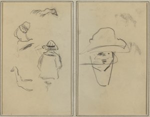 To Bretonske Figurer og Studier af to Gæs; Mand iført hat [verso] af Paul Gauguin