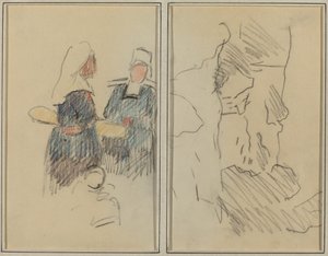 To bretonske kvinder; Landskab [recto] af Paul Gauguin