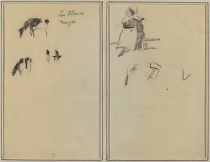 To Køer; En siddende bretonsk kvinde [verso] af Paul Gauguin