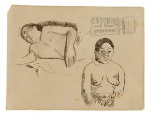 To tahitiske kvinder og en marokkansk øreprop af Paul Gauguin