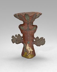 Vase i form af en tropisk plante med fugl og guddom af Paul Gauguin