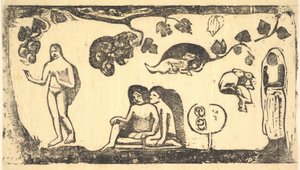 Kvinder, dyr og løv, 1898. af Paul Gauguin