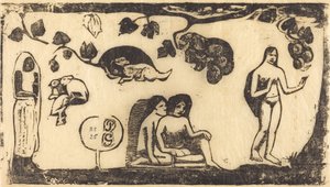 Kvinder, dyr og løv Kvinder, dyr og løv, i eller efter 1895. af Paul Gauguin