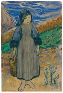 Ung bretonsk pige ved havet; Ung bretonsk pige ved havet, 1889 af Paul Gauguin