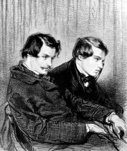Goncourt-brødre - Edmond de Goncourt (1822-1886) og Jules de Goncourt (1830-1870) i en boks på teatret
