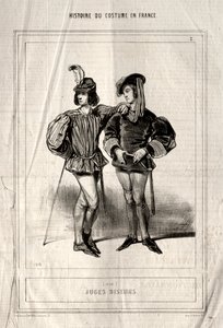 Historien om kostume i Frankrig: Fortællende dommere, 1843. af Paul Gavarni