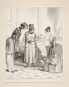 PRÆSENTATIONEN. ...Henriette, dette er hr. Prosper de Peytel, en af mine nye kunder (sic)... af Paul Gavarni