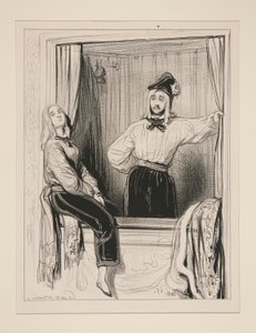 Viscount Aime de Trois Etoiles og Dame Eloa de Tremblemont går af Paul Gavarni