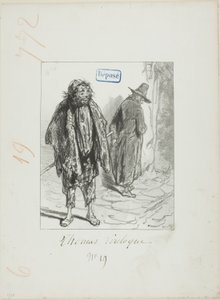 Les Propos de Thomas Vireloque: Figaro er blevet gammel og bliver til Bazile af Paul Gavarni