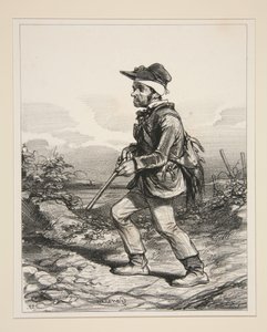 Hr. Gontard (du Clos-Gorju), stor jordbesidder, valgbar vælger, på jagt ved daggry (Fra serien: Types Contemporaines) af Paul Gavarni
