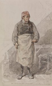 Mand i forklæde og kasket af Paul Gavarni