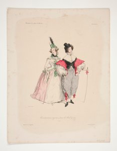 TRAVESTISSEMENS (sic) ORIGINALER til ballerne fra 1834. Nr. 2 og 3. af Paul Gavarni