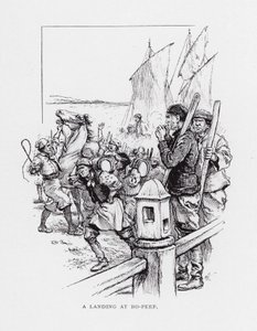 En landing ved Bo-Peep (litografi) af Paul Hardy