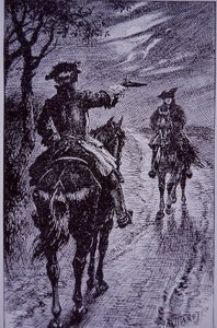 Dick Turpin møder landevejsmand Tom King (gravering)