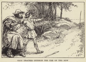 Odin lærer Geirrod at bruge buen af Paul Hardy