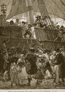 Scene ved Darien-ekspeditionens afgang fra Leith, illustration fra 