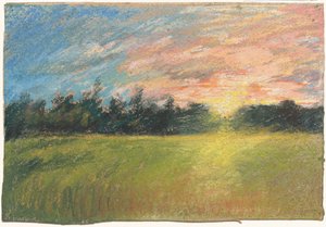 En eng ved solnedgang af Paul Huet