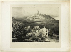 Tårnet i Mont-Perrou, set fra bredden af Allier (Auvergne) af Paul Huet
