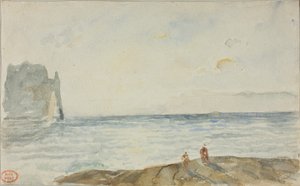 Udsigt ved Etretat af Paul Huet