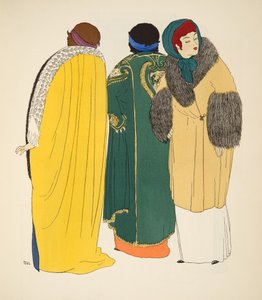 Three Coats fra Les Robes de Paul Poiret pub. 1908 (stenciltryk)