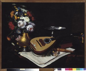 Stilleben med mandolin Maleri af Paul Joret (1800-tallet) 1800-tallet Obligatorisk omtale: Samlingsstiftelsen mv de Provence, Marseille af Paul Joret
