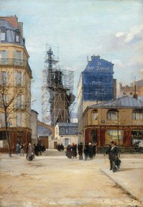 Bartholdis Frihedsgudinde i værkstedet hos Gadget, Gauhier, & Cie. på Rue..., c1884.