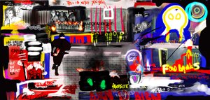 Downing st menUs, 2023 (digital kunst) af Paul Kempton