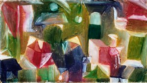 Fuglebillede, ca. 1919 (olie på papir lagt på lærred) af Paul Klee