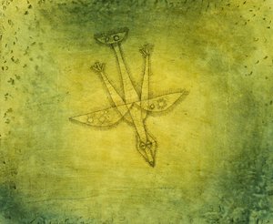 Ned den mere bekymrende fugl; Herabstossender Vogel af Paul Klee